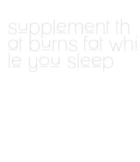 supplement that burns fat while you sleep