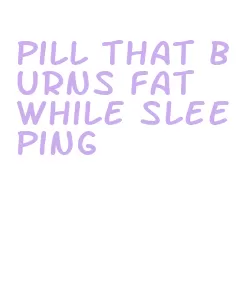 pill that burns fat while sleeping